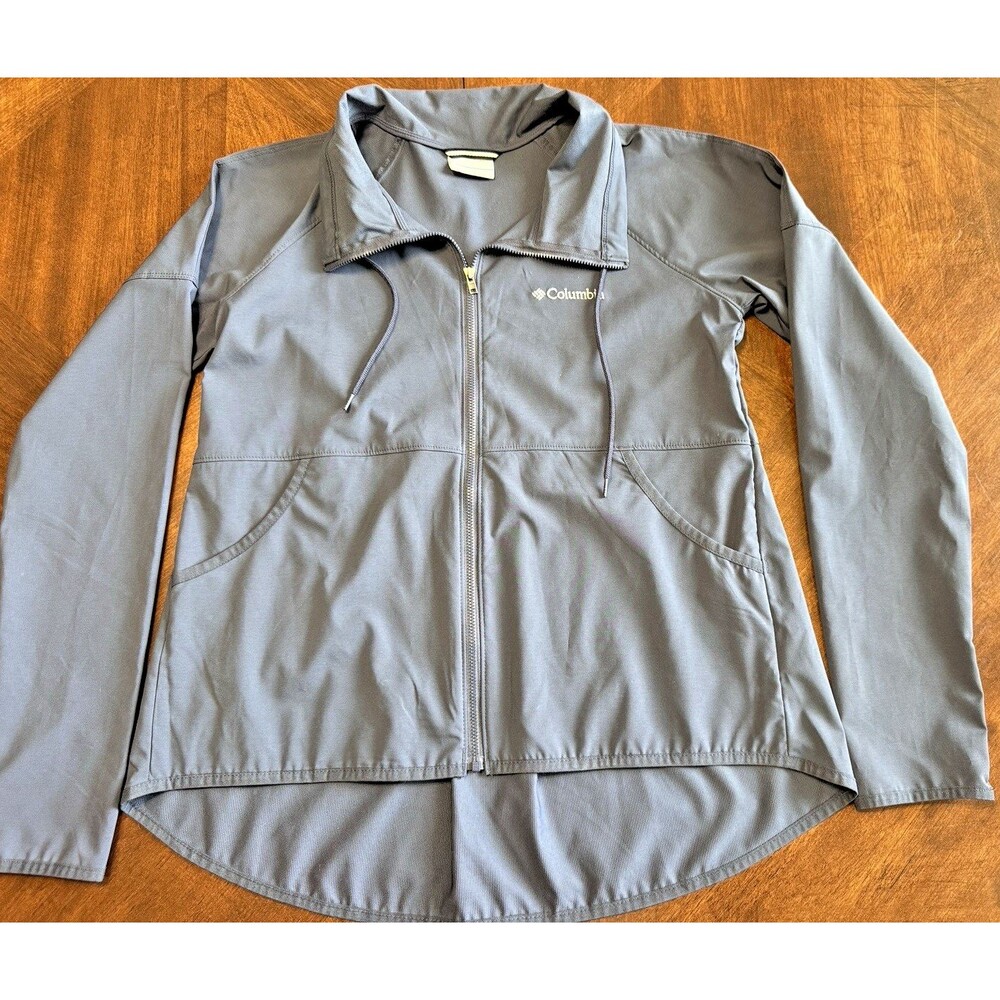 Women's Columbia Blue Jacket S Zip Rain Windbreaker Lightweight Navy